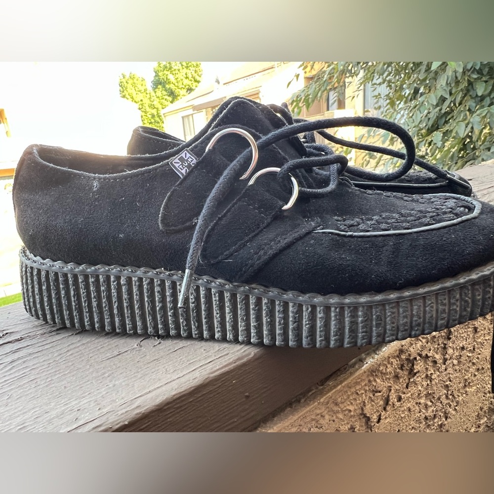T.U.K Black Suede Oxfords